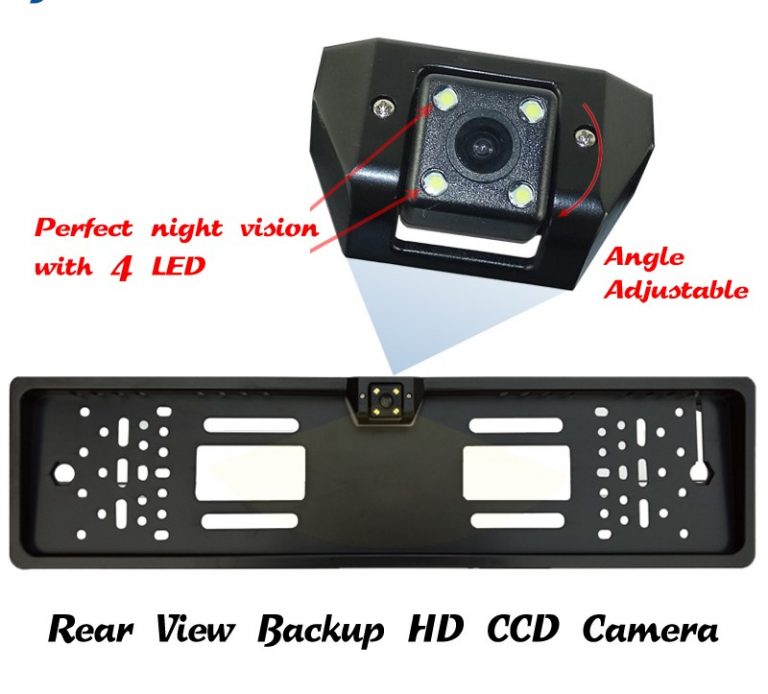 For-CCD-HD-car-rear-view-camera-backup-reverse-Universal-camera-European-License-Plate-Frame-night